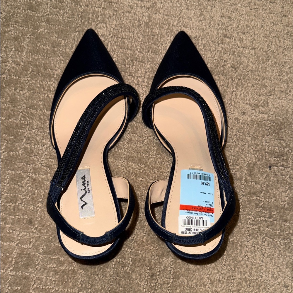 Nina Black Pointed Toe Heels